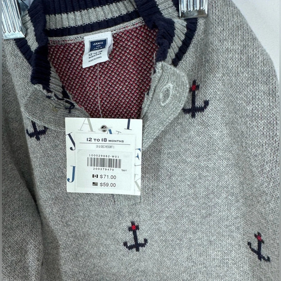 NWT Janie & Jack knit one piece 12-18 mos nautical anchor theme - Picture 4 of 4